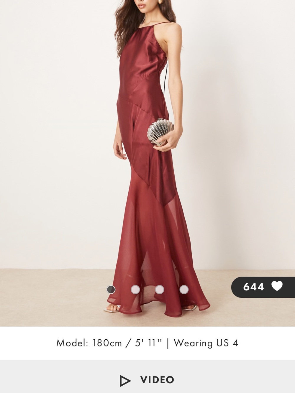 NWT ASOS Satin Halter Maxi Dress in Red